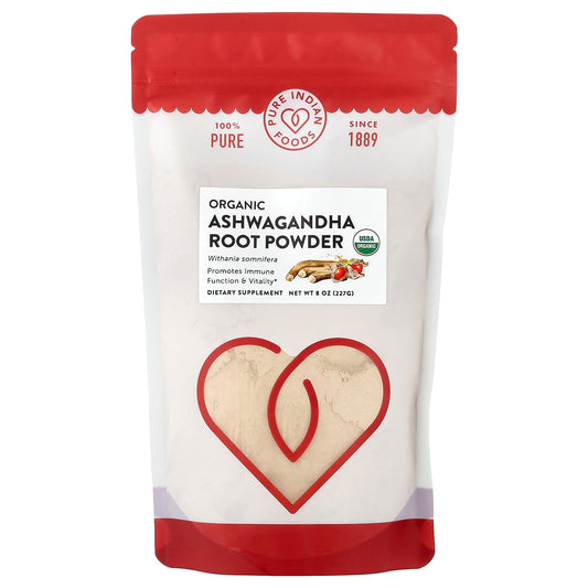 Pure Indian Foods, Organic Ashwagandha Root Powder, 8 oz (227 g)