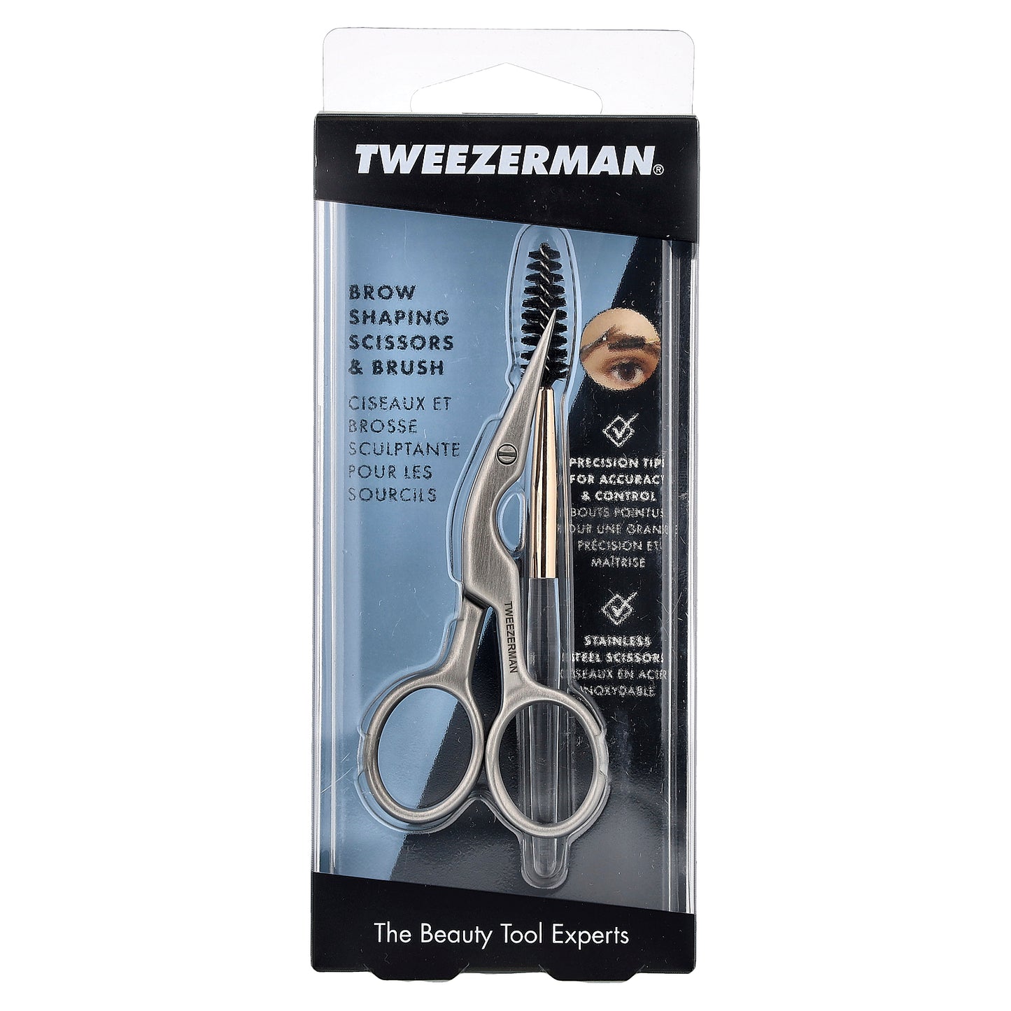 Tweezerman, Brow Shaping Scissors & Brush, 2 Piece Set