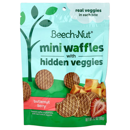 Beech-Nut, Mini Waffles with Hidden Veggies, 12+ Months, Butternut Berry, 3.2 oz (90 g)