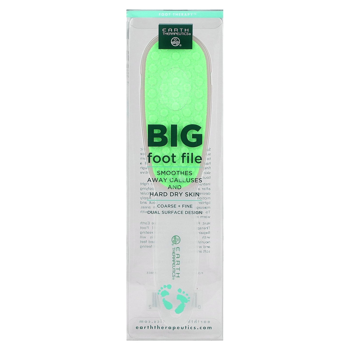 Earth Therapeutics, Big Foot File, Green and Pink, 1 Count