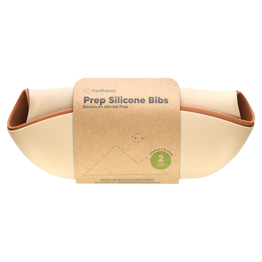 KeaBabies, Prep Silicone Bibs, 6-36 Months, Terracotta, 2 Pack