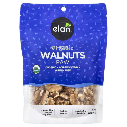 Elan, Organic Walnuts, Raw, 5.3 oz (150 g)