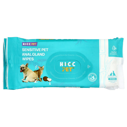 HICC Pet, Sensitive Pet Anal Gland Wipes, For Dogs & Cats, Coconut, 6 Packs, 20 Wipes Each