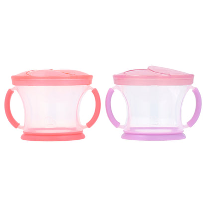 Munchkin, Snack Catcher™, Snack Dispensers, 12 Months+, Light Pink & Light Purple, 2 Count