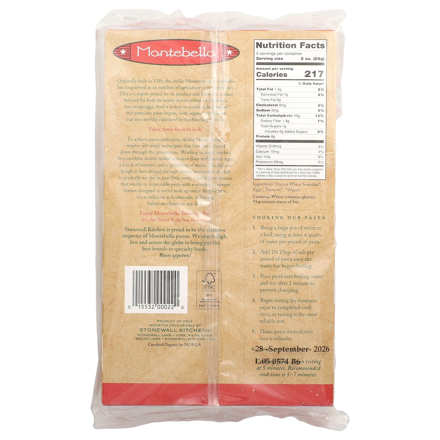 Montebello, Organic Egg Pappardelle, 8.8 oz (250 g)