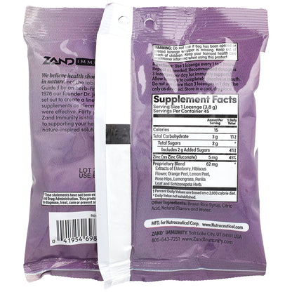 Zand, Immunity, Elderberry Zinc, Natural, 45 Lozenges