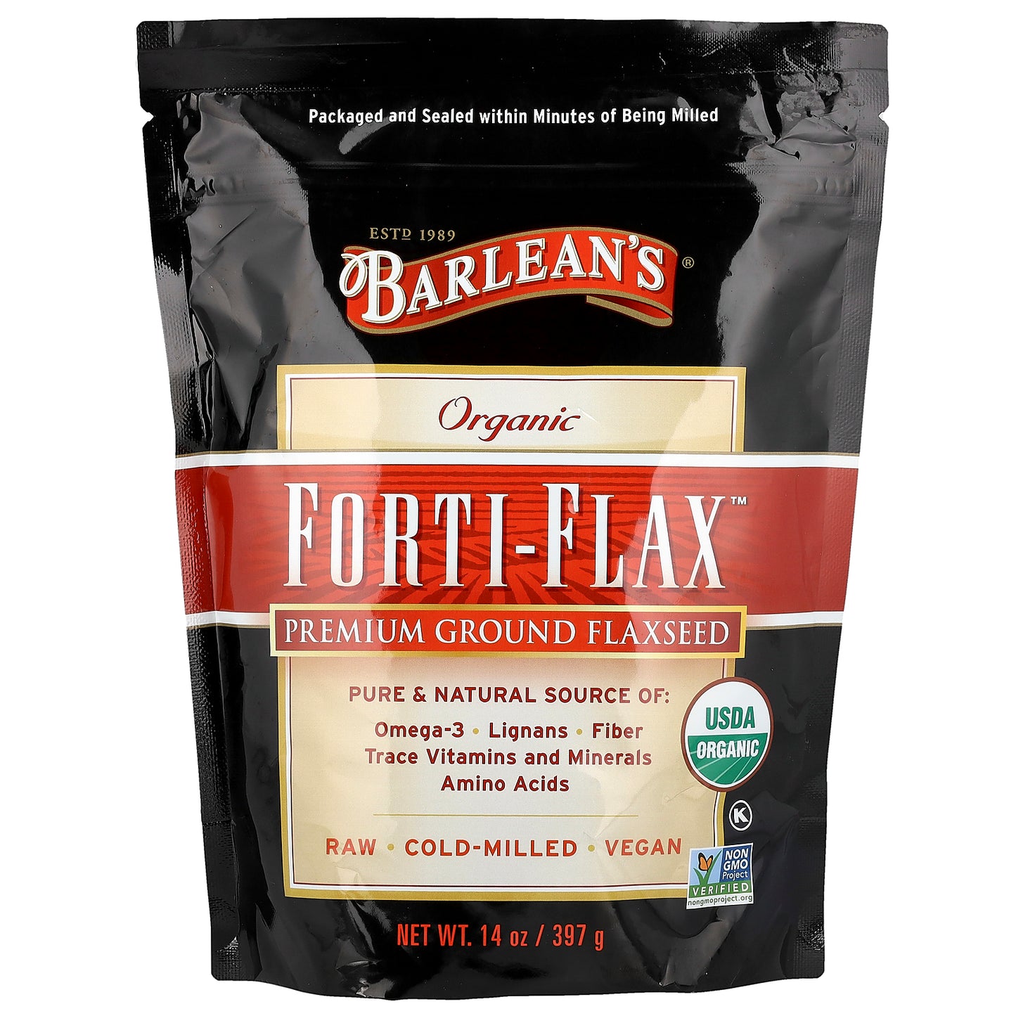 Barlean's, Organic Forti-Flax™, Premium Ground Flaxseed, 14 oz (397 g)