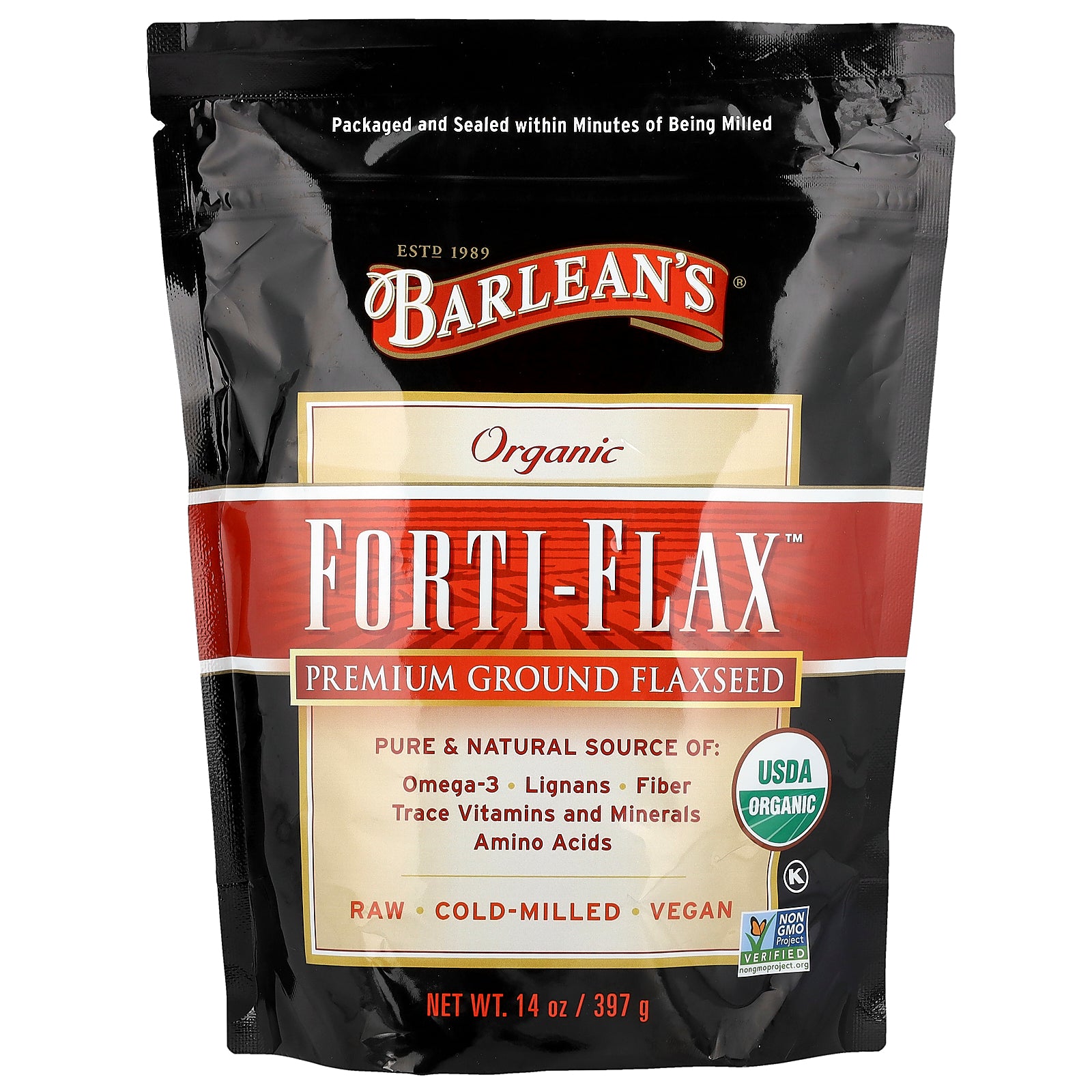 Barlean's, Organic Forti-Flax™, Premium Ground Flaxseed, 14 oz (397 g)
