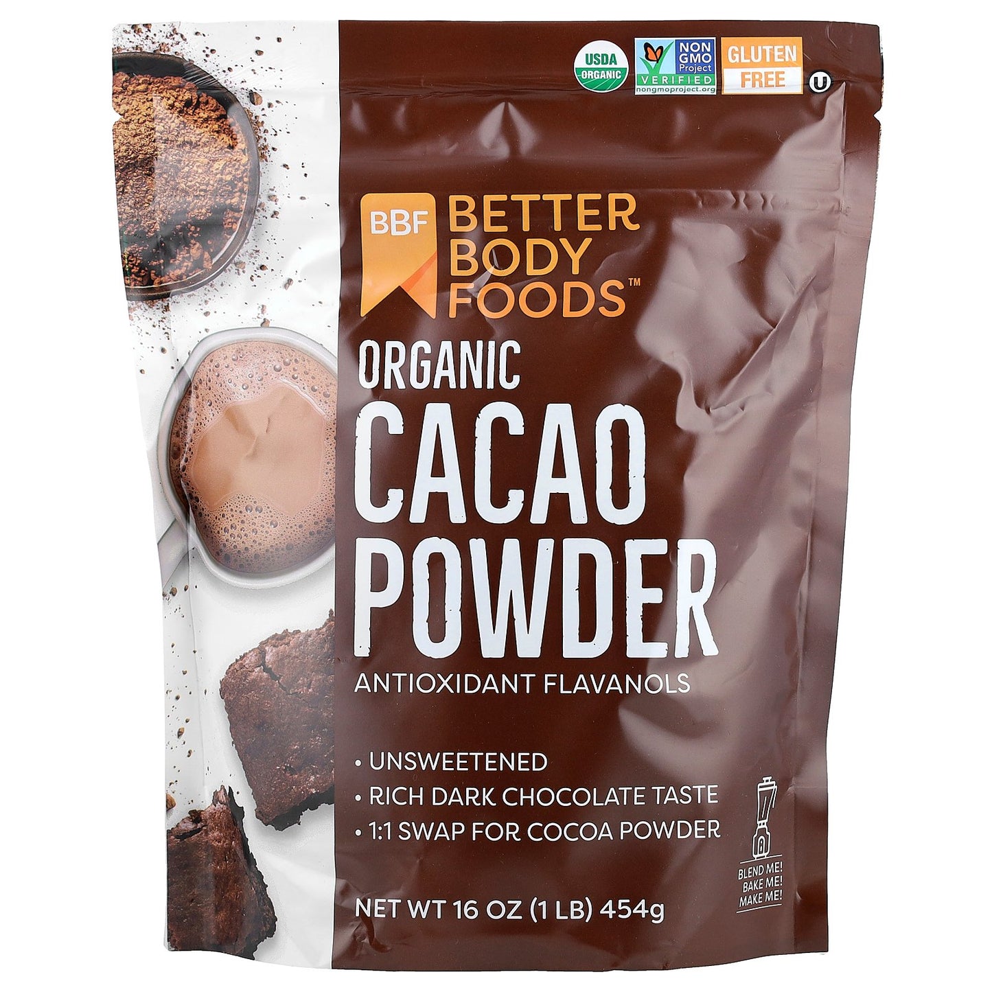 BetterBody Foods, Organic Cacao Powder, 16 oz (454 g)