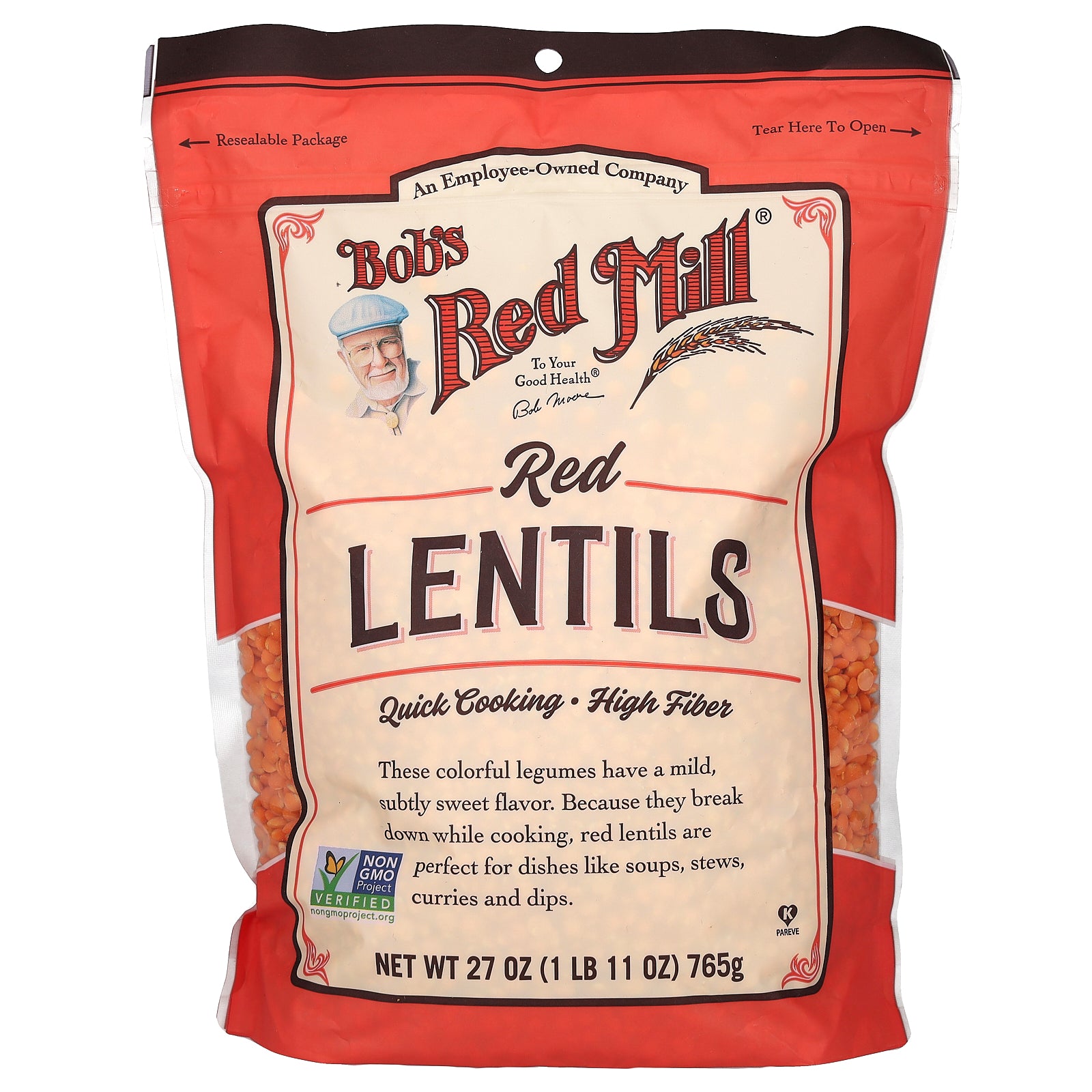 Bob's Red Mill, Red Lentils, 27 oz (765 g)