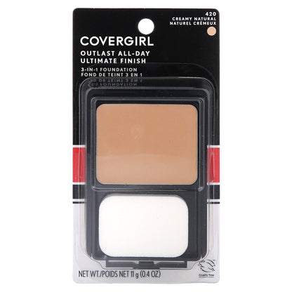 Covergirl, Outlast All-Day, Ultimate Finish 3-in-1 Foundation, 420 Creamy Natural, 0.4 oz (11 g)