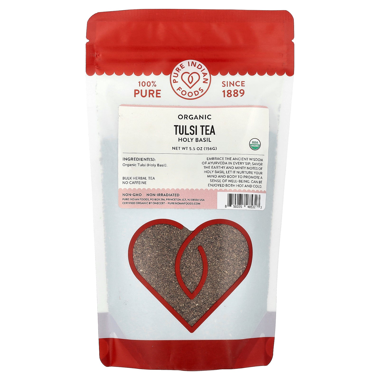 Pure Indian Foods, Organic Tulsi Tea, Holy Basil, Caffeine Free, 5.5 oz (156 g)