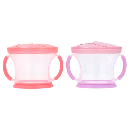 Munchkin, Snack Catcher™, Snack Dispensers, 12 Months+, Light Pink & Light Purple, 2 Count