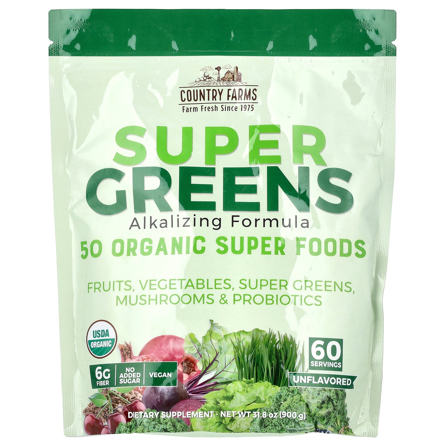 Country Farms, Super Greens, Alkalizing Formula, Unflavored, 31.8 oz (900 g)