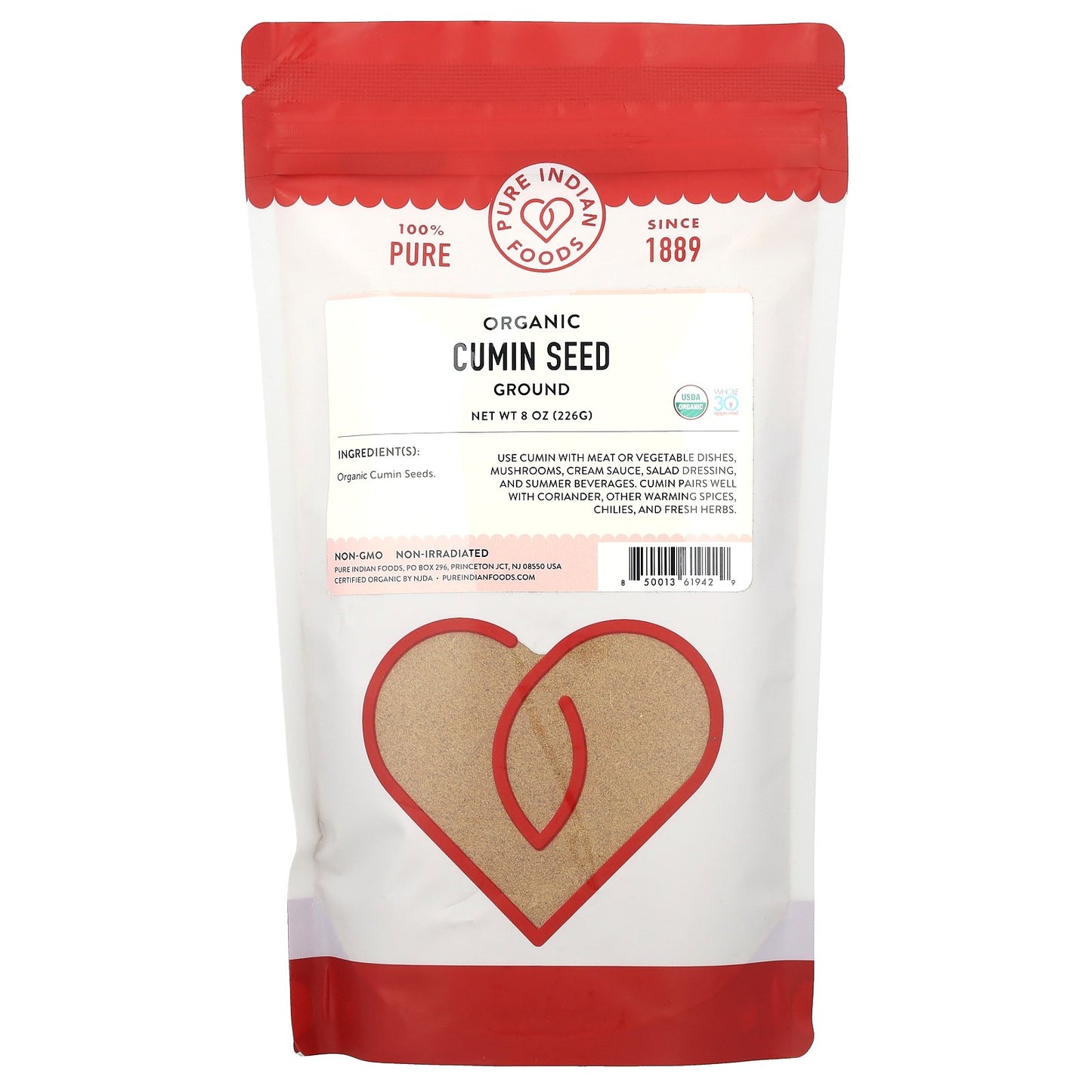 Pure Indian Foods, Organic Cumin Seed, Ground, 8 oz (226 g)