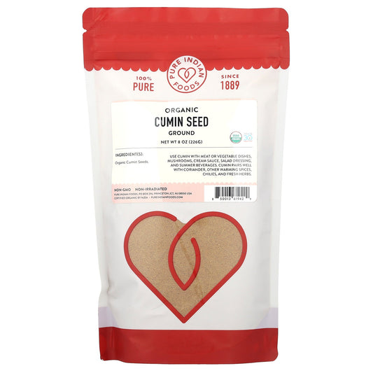 Pure Indian Foods, Organic Cumin Seed, Ground, 8 oz (226 g)