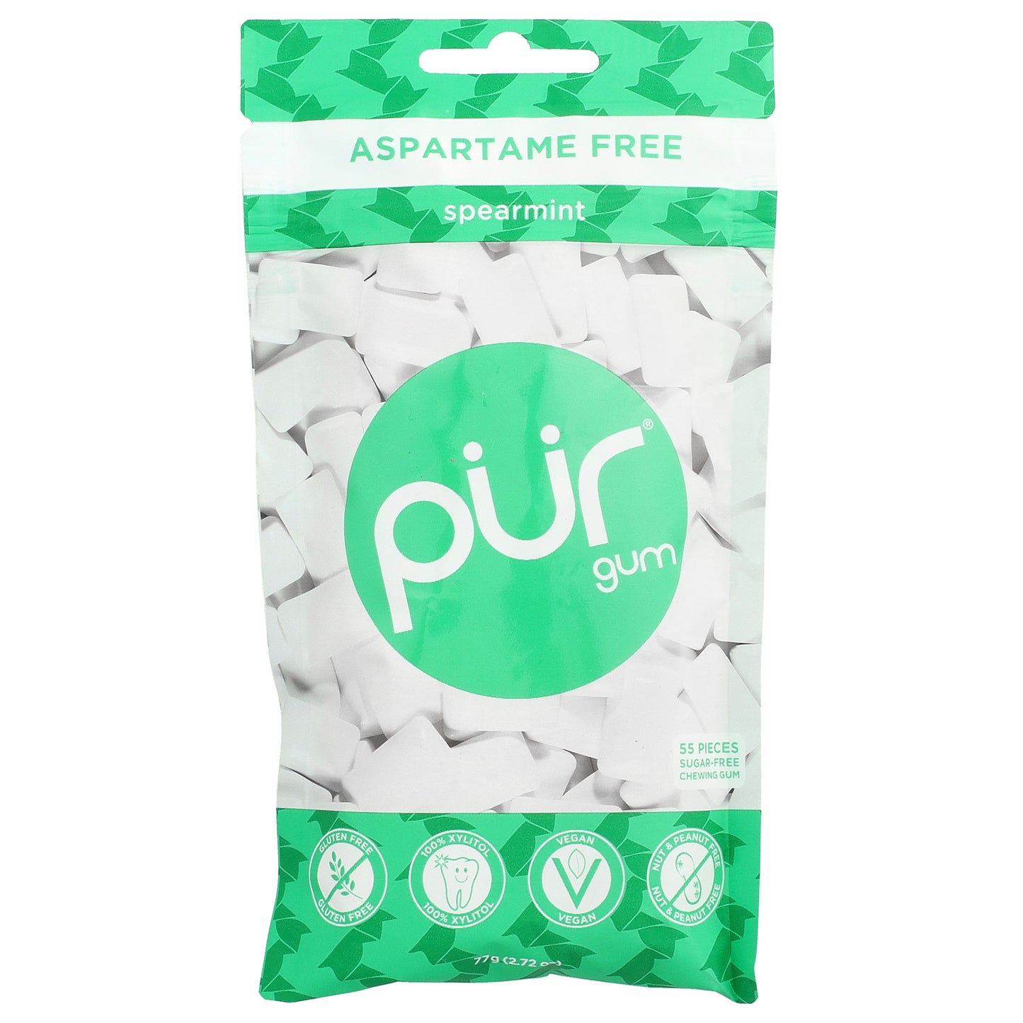 The PUR Company, Chewing Gum, Spearmint, 55 Pieces, 2.72 oz (77 g)