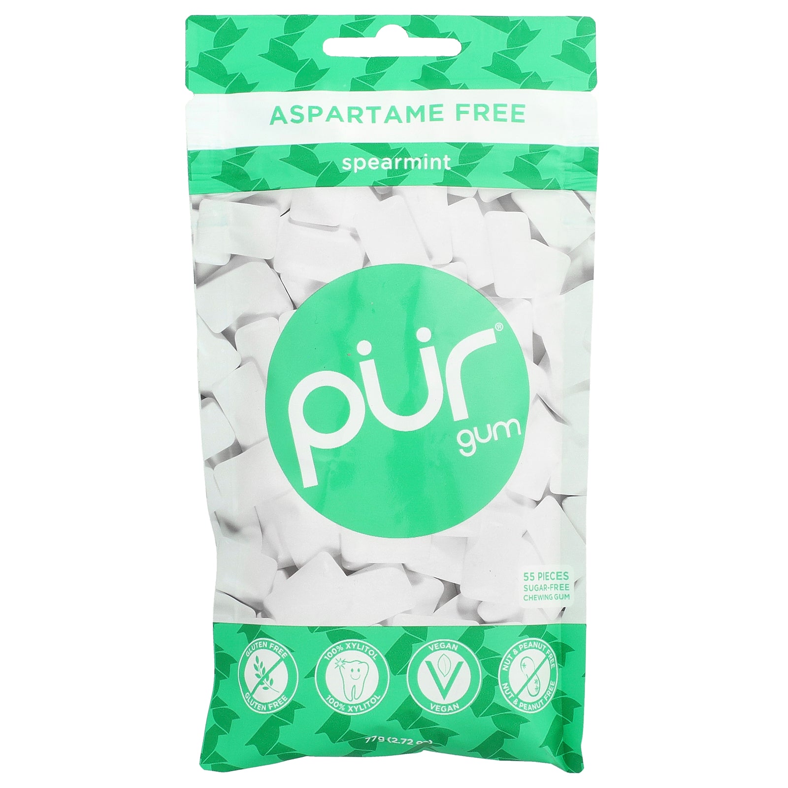 The PUR Company, Chewing Gum, Spearmint, 55 Pieces, 2.72 oz (77 g)