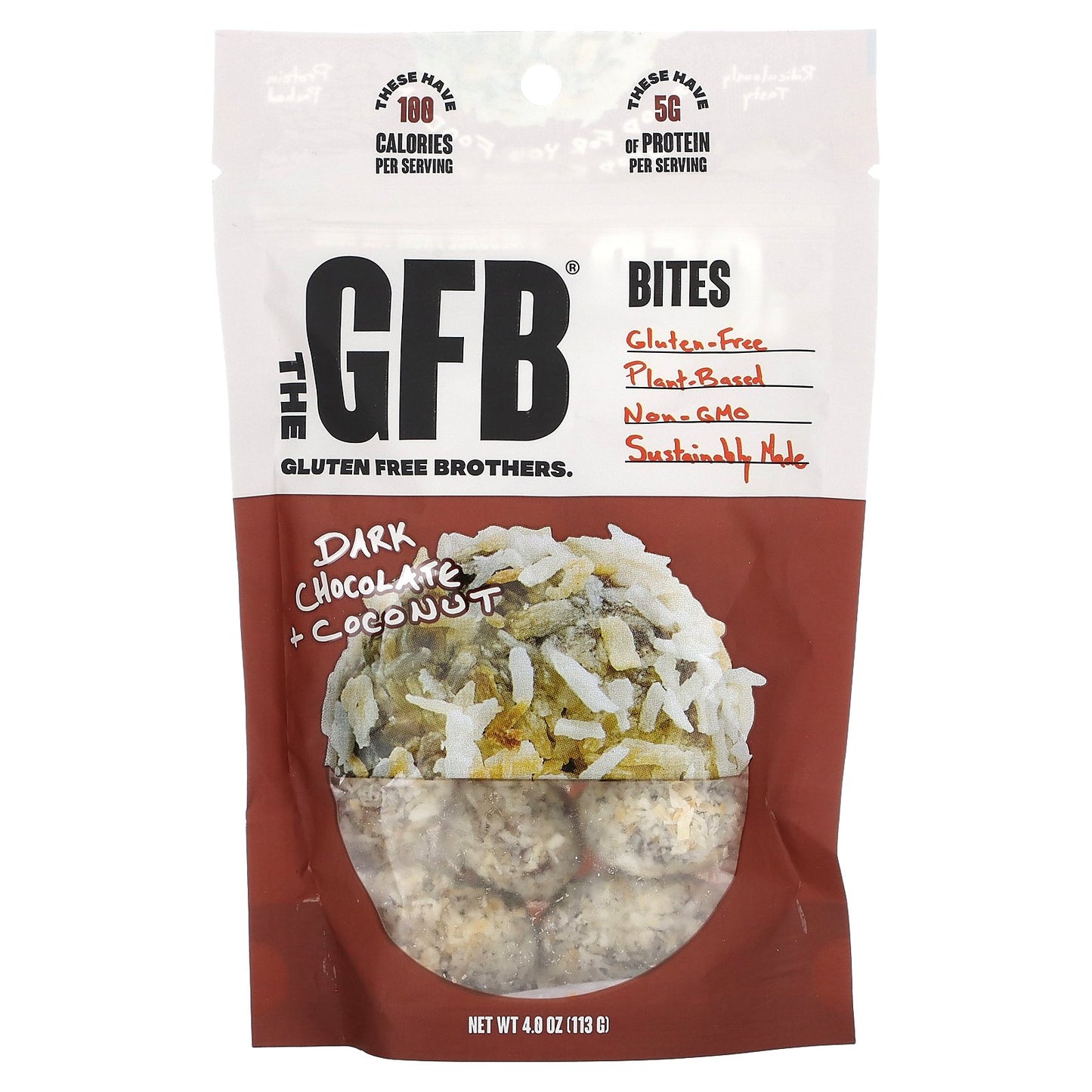 The GFB, Gluten Free Bites, Dark Chocolate + Coconut, 4 oz (113 g)