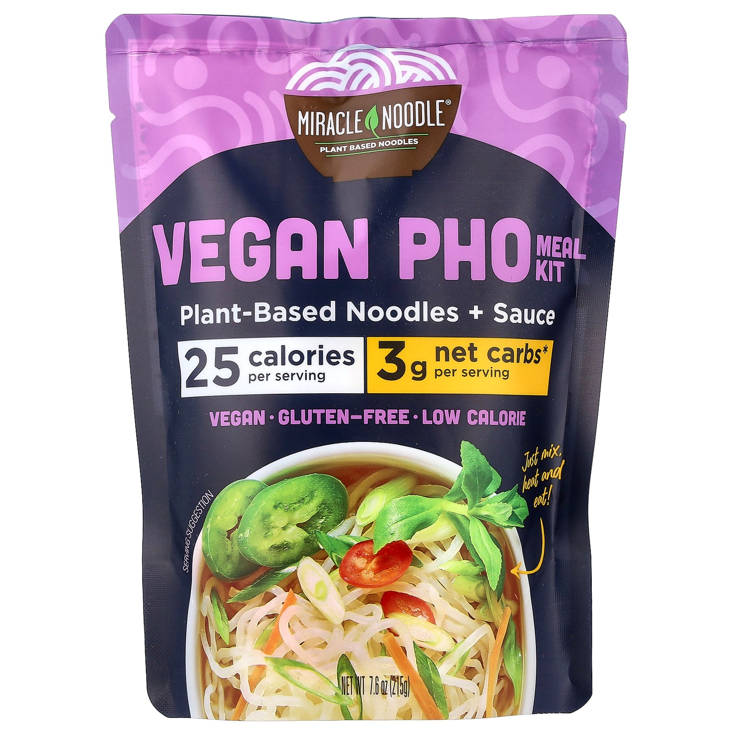 Miracle Noodle, Vegan Pho Meal Kit, Plant-Based Noodles + Sauce , 7.6 oz (215 g)