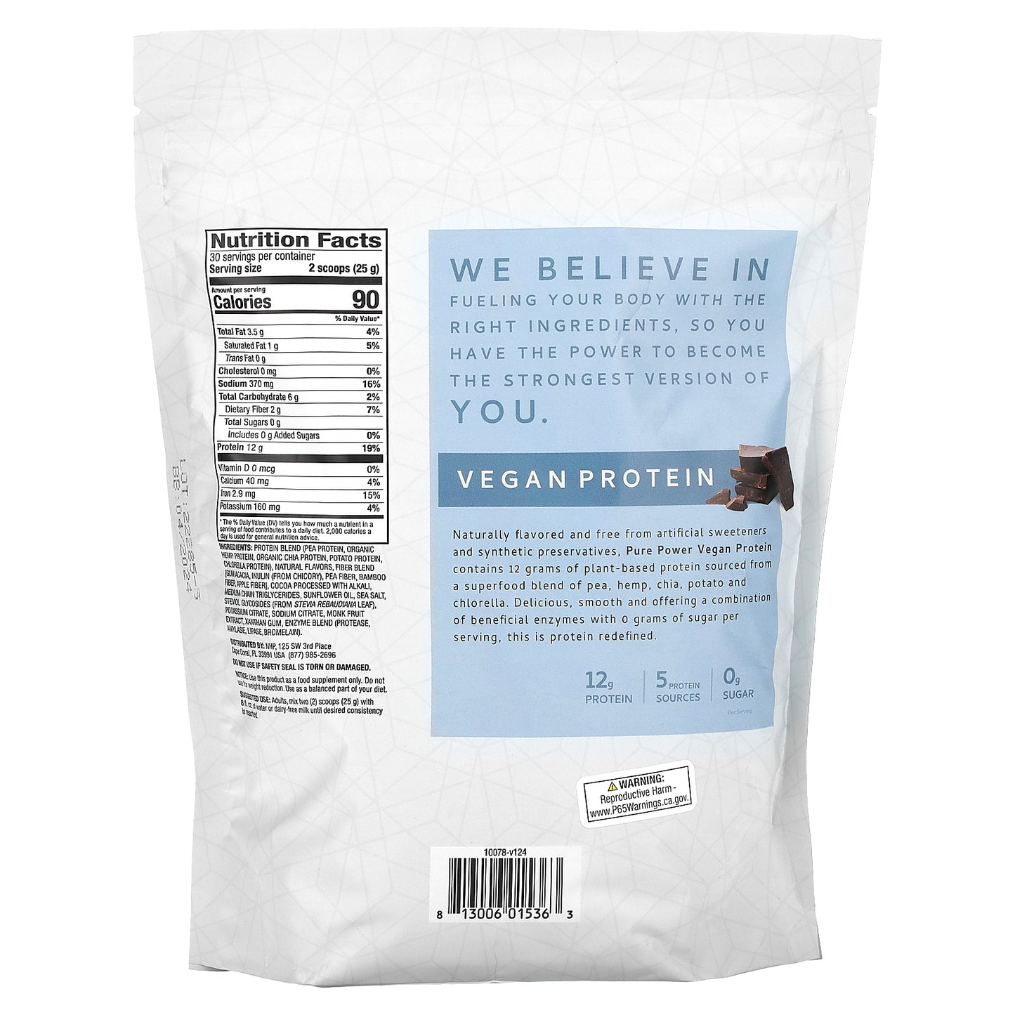 Dr. Mercola, Pure Power, Vegan Protein, Chocolate, 1 lb 10.4 oz (750 g)