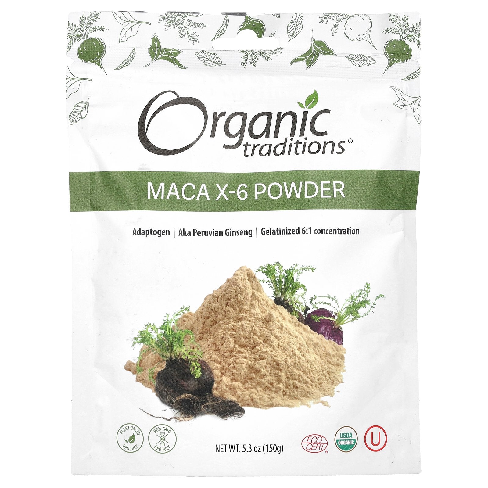 Organic Traditions, Maca X-6 Powder, 5.3 oz (150 g)