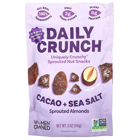 Daily Crunch, Sprouted Almonds, Cacao + Sea Salt, 5 oz (141 g)