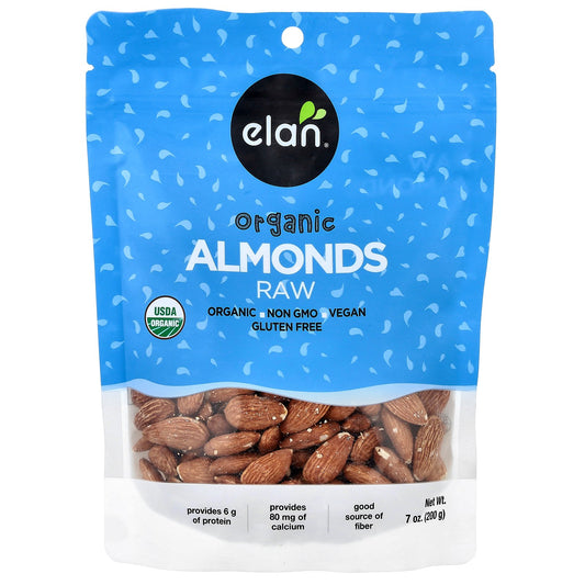 Elan, Organic Almonds, Raw, 7 oz (200 g)