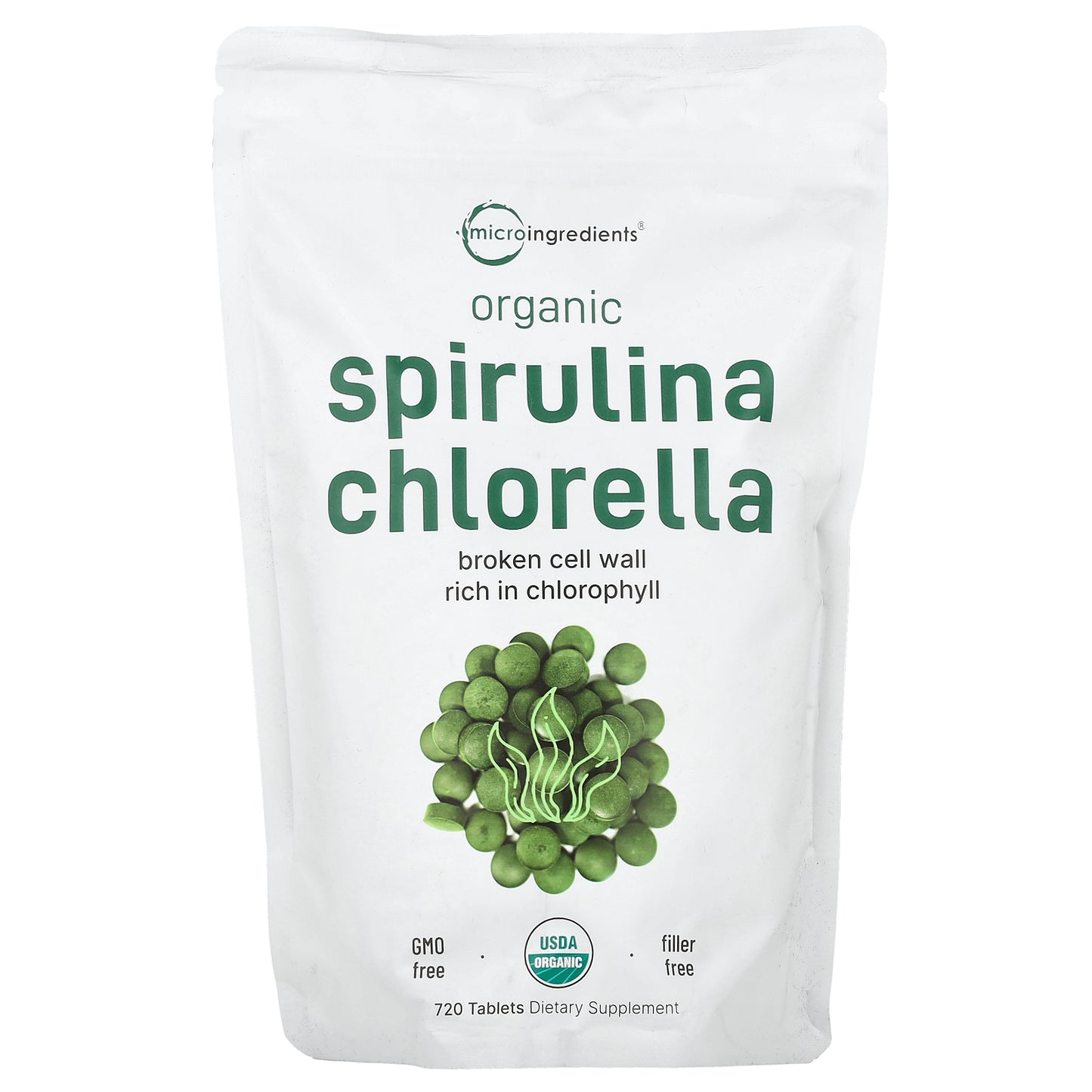 Micro Ingredients, Organic Spirulina Chlorella, 720 Tablets