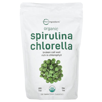 Micro Ingredients, Organic Spirulina Chlorella, 720 Tablets