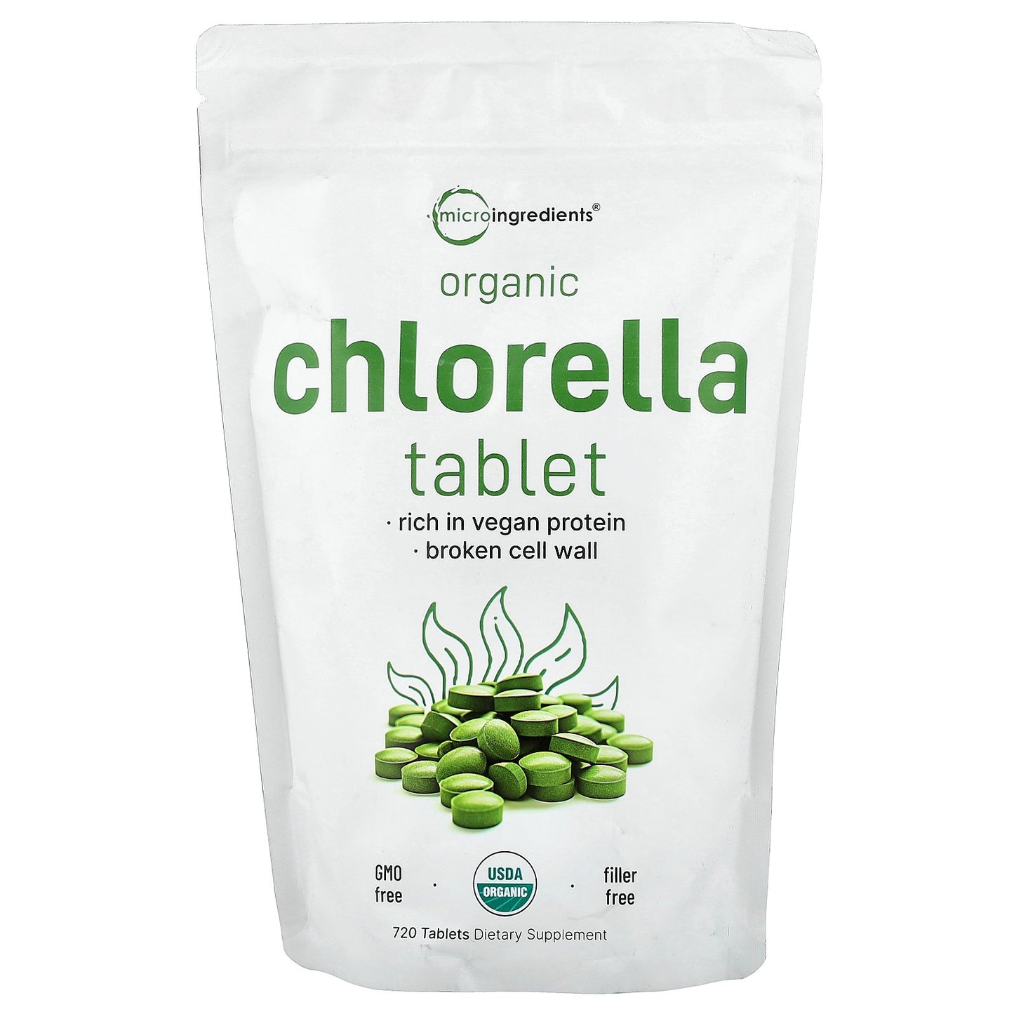 Micro Ingredients, Organic Chlorella Tablet, 720 Tablets (0.5 g per Tablet)