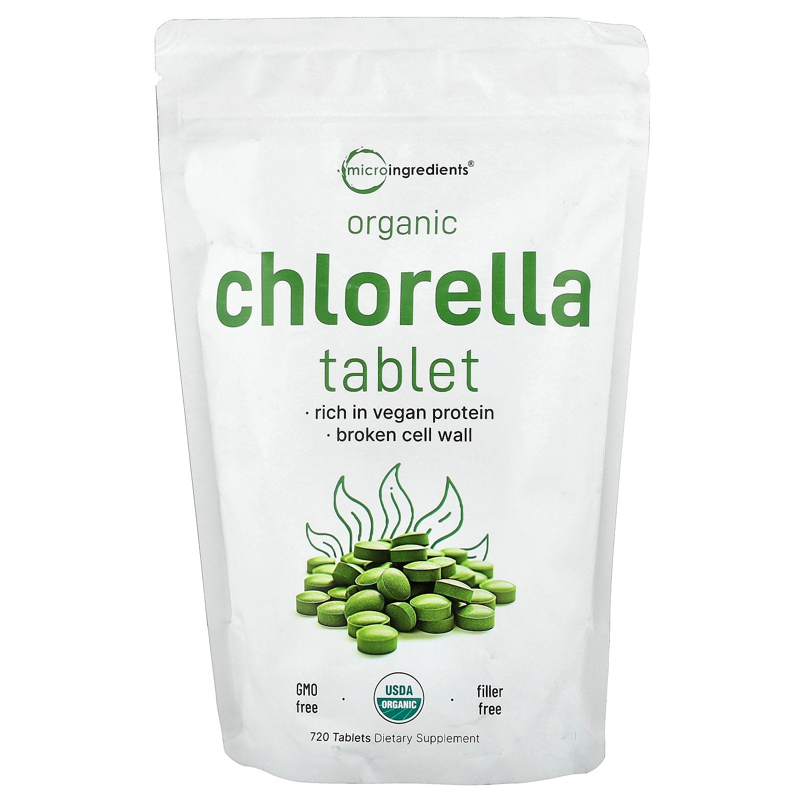 Micro Ingredients, Organic Chlorella Tablet, 720 Tablets (0.5 g per Tablet)