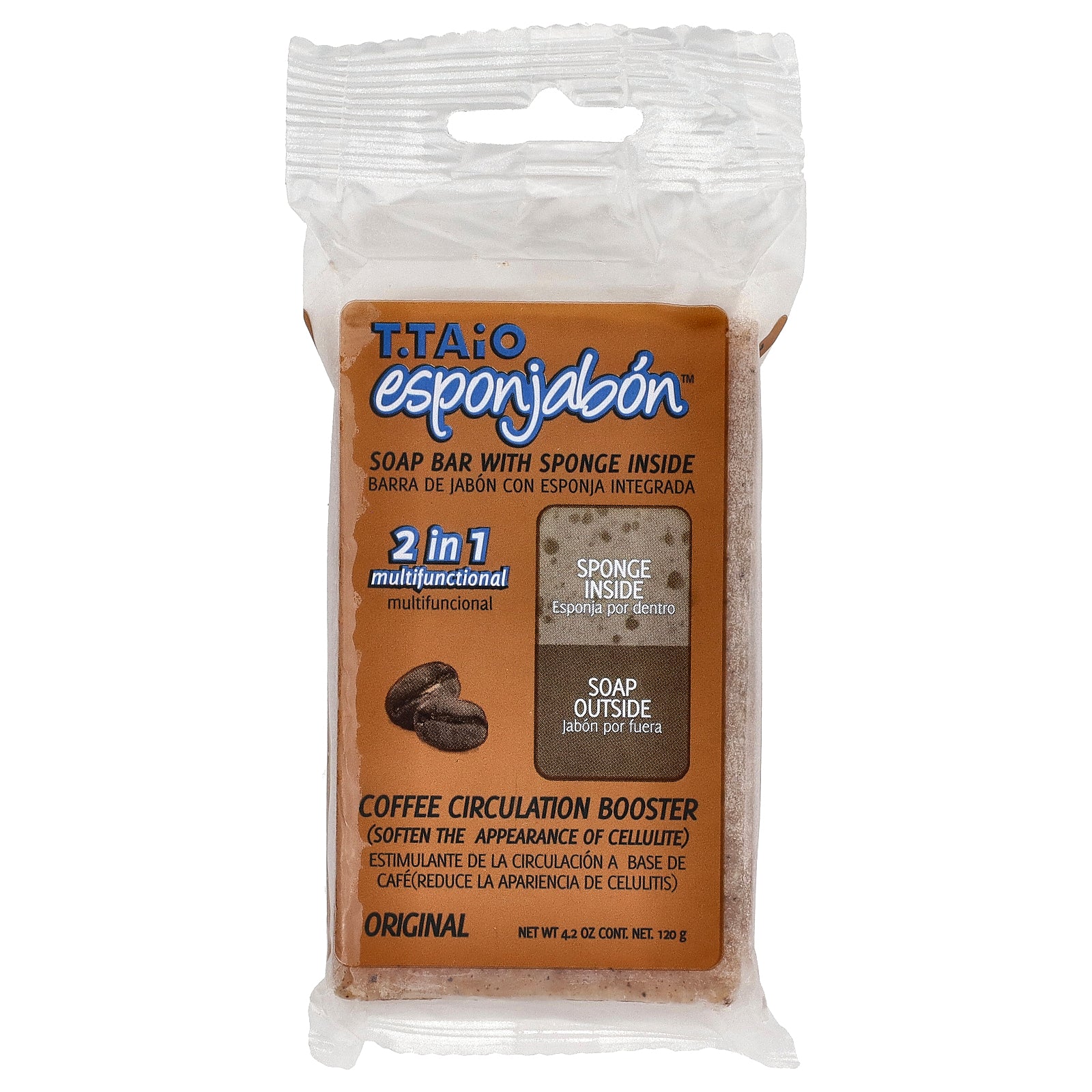 T. Taio, Soap Bar With Sponge Inside, Coffee Circulation Booster, Original, 4.2 oz (120 g)