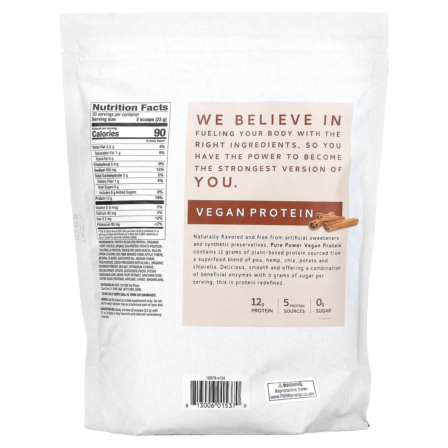 Dr. Mercola, Pure Power, Vegan Protein, Cinnamon, 1 lb 8.3 oz (690 g)