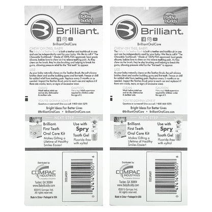 Baby Buddy, Brilliant, Baby's 1st Teether-Brush, 4+ months, 2 Teether-Brush