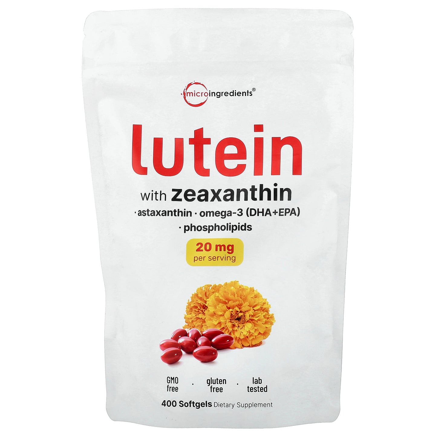 Micro Ingredients, Lutein With Zeaxanthin, 400 Softgels