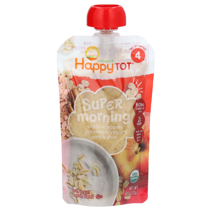 Happy Family Organics, Happy Tot, Super Morning, For 2+ Years, Organic Apples, Cinnamon, Yogurt, Oats & Chia, 4 oz (113 g)