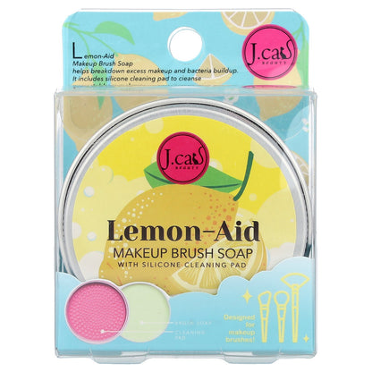 J.Cat Beauty, Lemon-Aid, Makeup Brush Soap With Silicone Cleaning Pad, 1.06 oz (30 g)