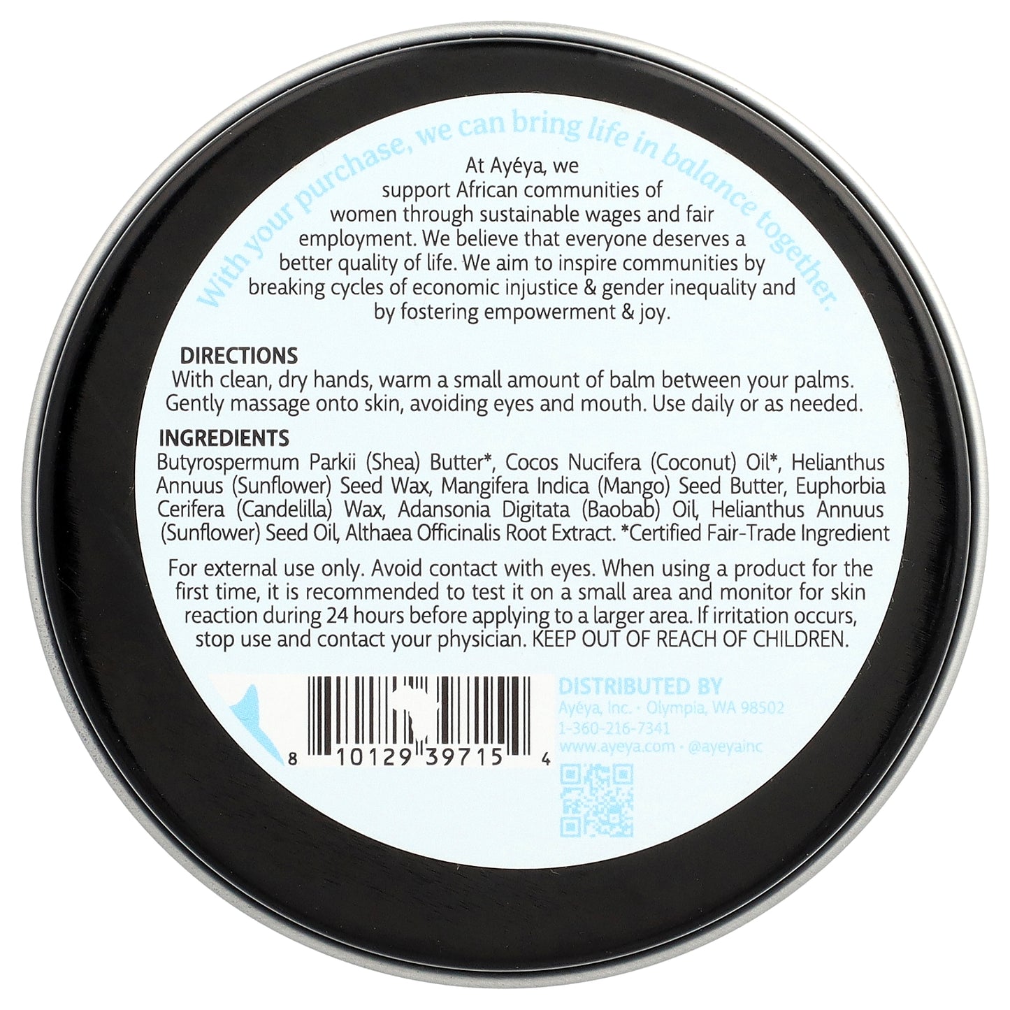 Ayeya, Baby, Soothing Balm, Fragrance-Free, 3 oz (85 g)