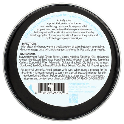 Ayeya, Baby, Soothing Balm, Fragrance-Free, 3 oz (85 g)