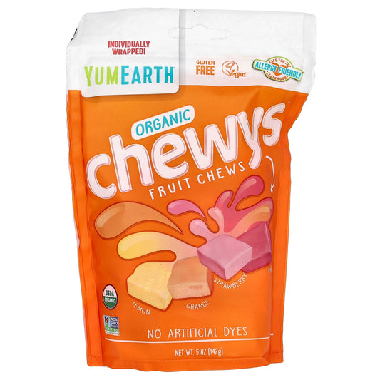 YumEarth, Organic Chewys Fruit Chews, Lemon, Orange, Strawberry, Cherry, 5 oz (142 g)