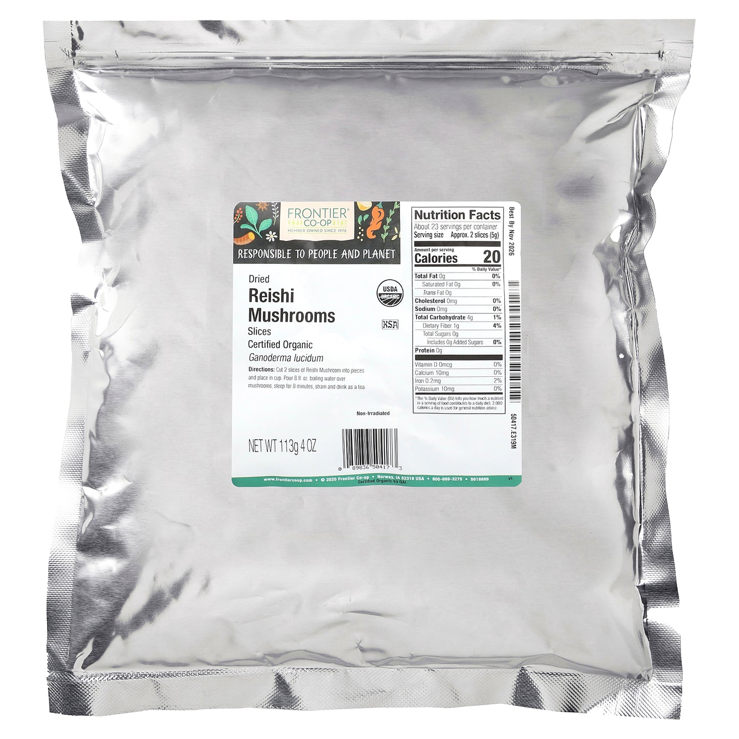 Frontier Co-op, Organic Dried Reishi Mushrooms, Slices, 4 oz (113 g)