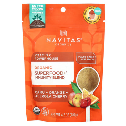 Navitas Organics, Organic Superfood+® Immunity Blend, Vitamin C Powerhouse, Camu + Orange + Acerola Cherry, 4.2 oz (120 g)