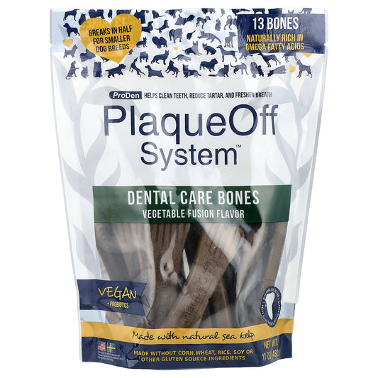 ProDen, PlaqueOff System™, Dental Care Bones, For Dogs, Vegetable Fusion, 13 Bones, 17 oz (482 g)