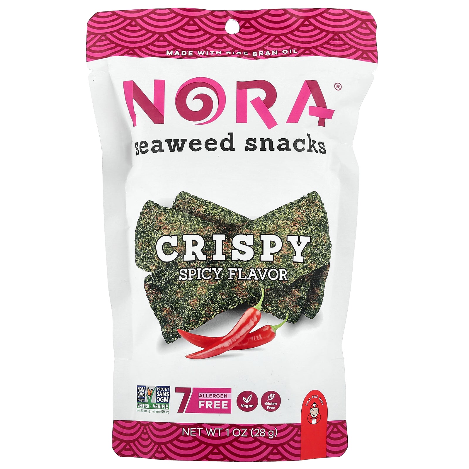 Nora Snacks, Seaweed Snacks, Crispy Spicy, 1 oz (28 g)