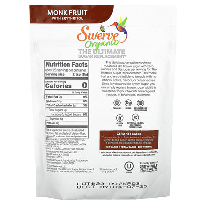 Swerve, Organic The Ultimate Sugar Replacement, Brown, 8 oz (227 g)