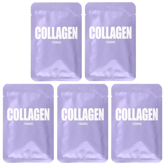Lapcos, Collagen Firming Beauty Sheet Mask, 5 Sheets, 0.84 fl oz (25 ml) Each