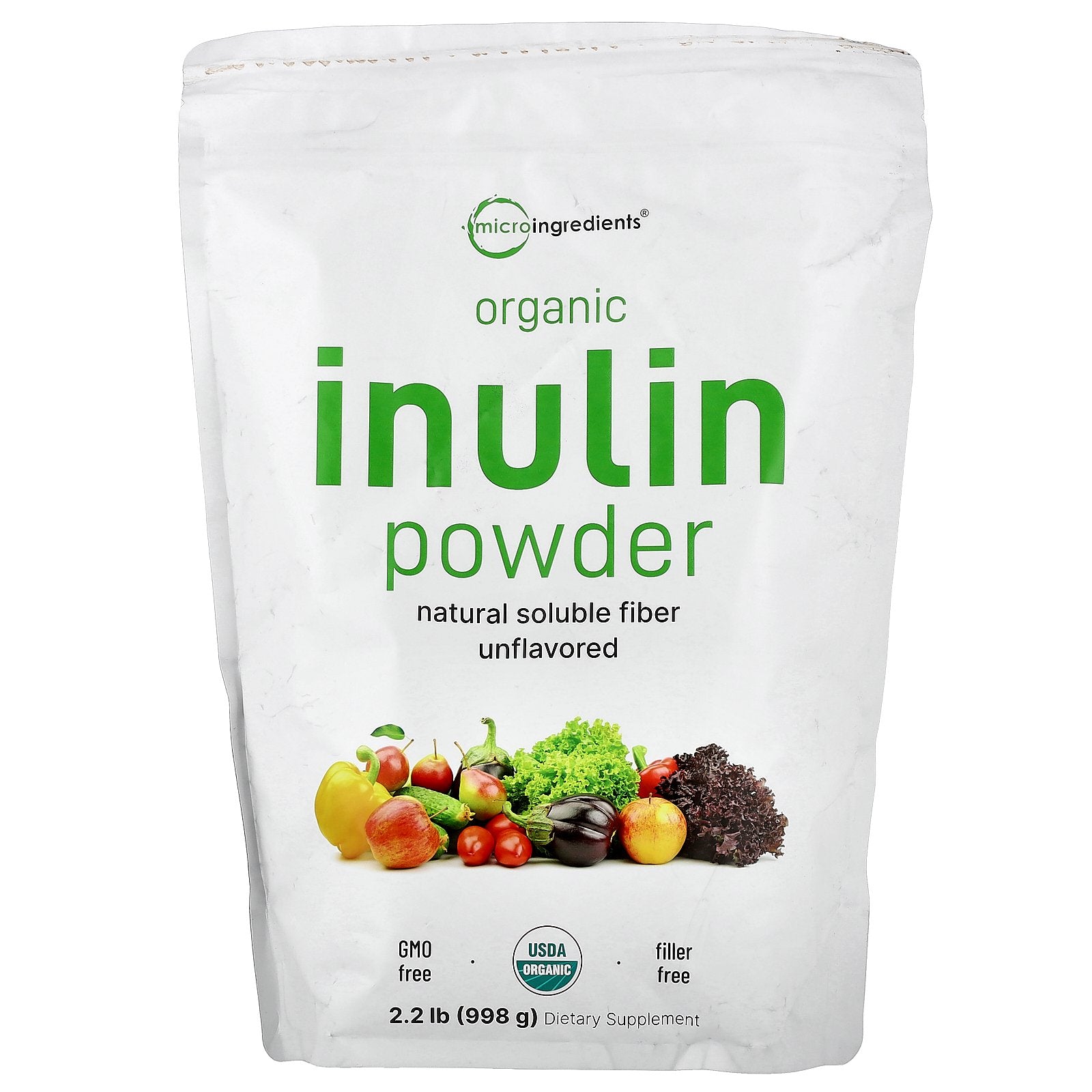 Micro Ingredients, Organic Inulin Powder, Unflavored, 2.2 lb (998 g)