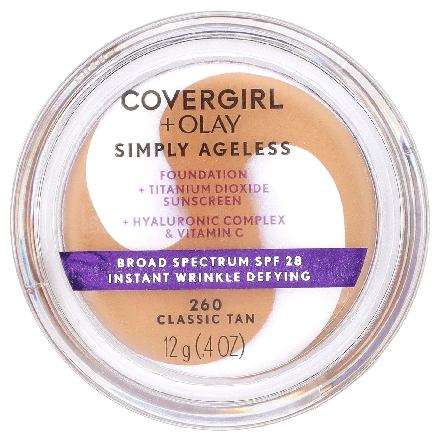 Covergirl, Olay Simply Ageless, Foundation, SPF 28, 260 Classic Tan, 0.4 oz (12 g)