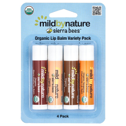Mild By Nature, Sierra Bees™, Organic Lip Balms, Variety Pack, 4 Pack, 0.15 oz (4.25 g) Each